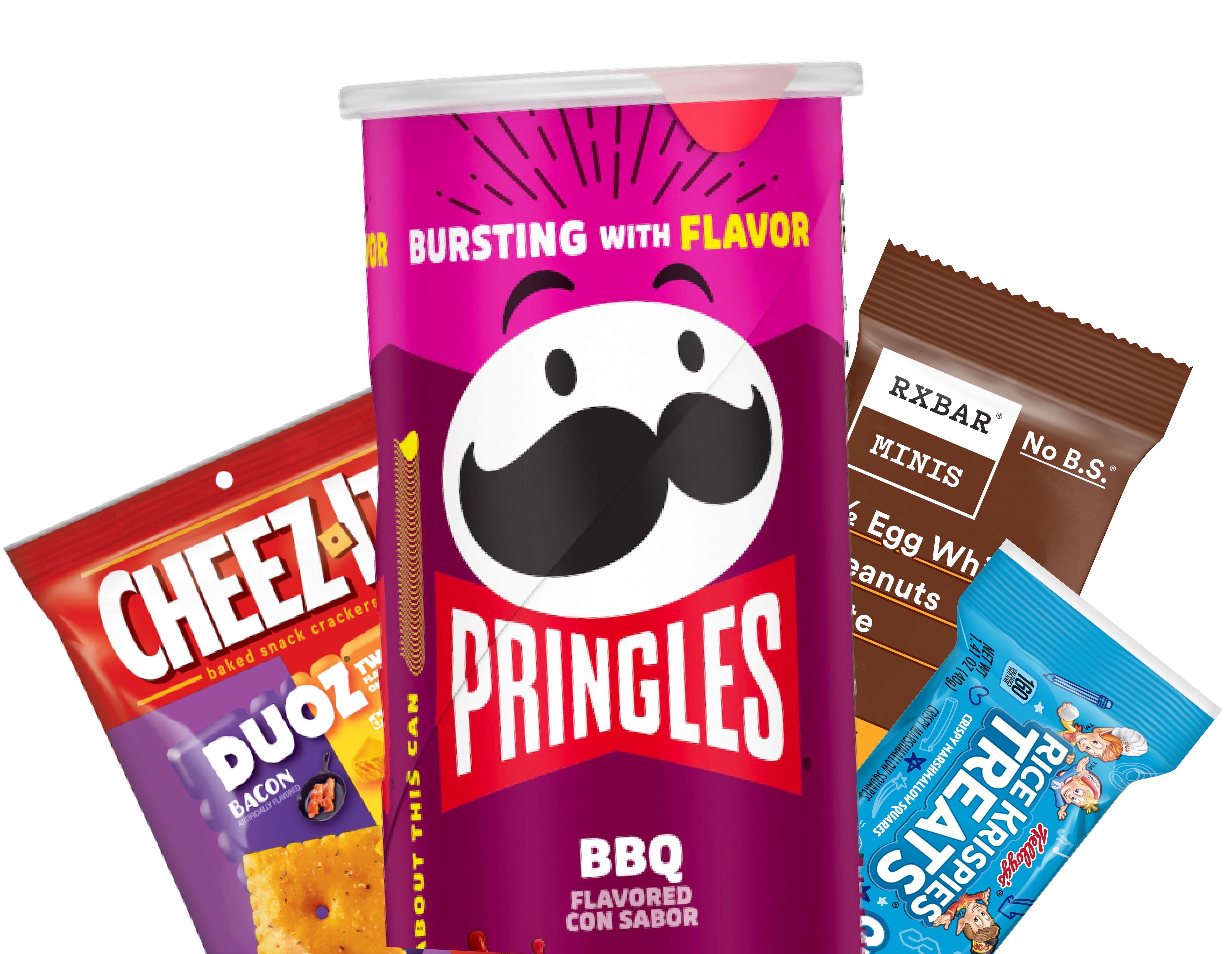 Pringles, Club and Cheez IT pack shots