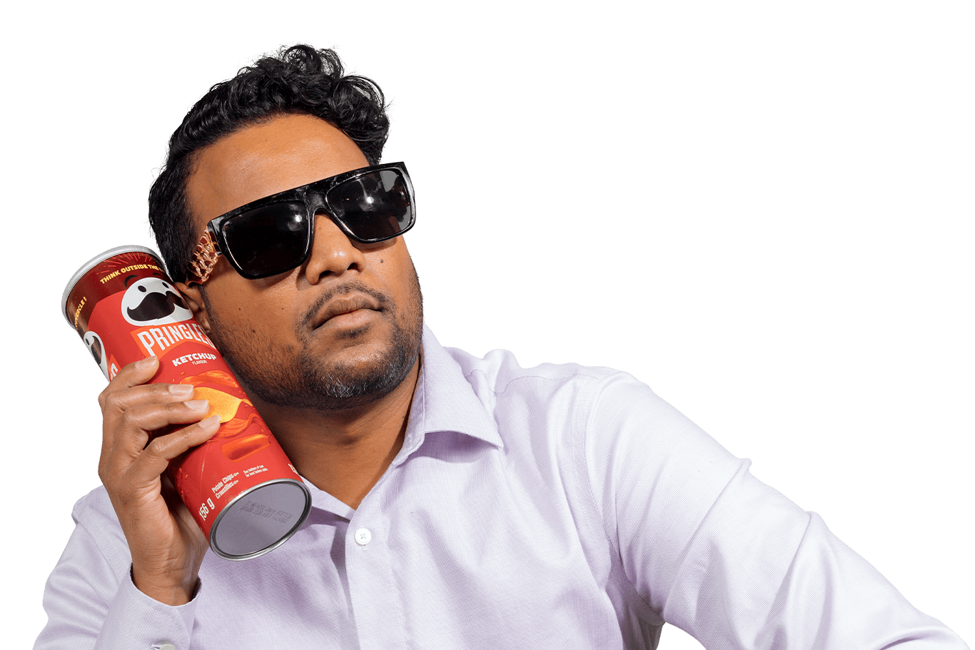 Man eating a Pringle